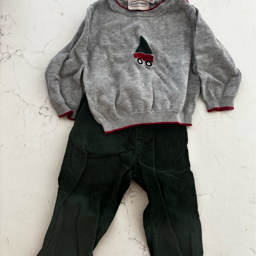 Christmas sweater and pants boutique outfit